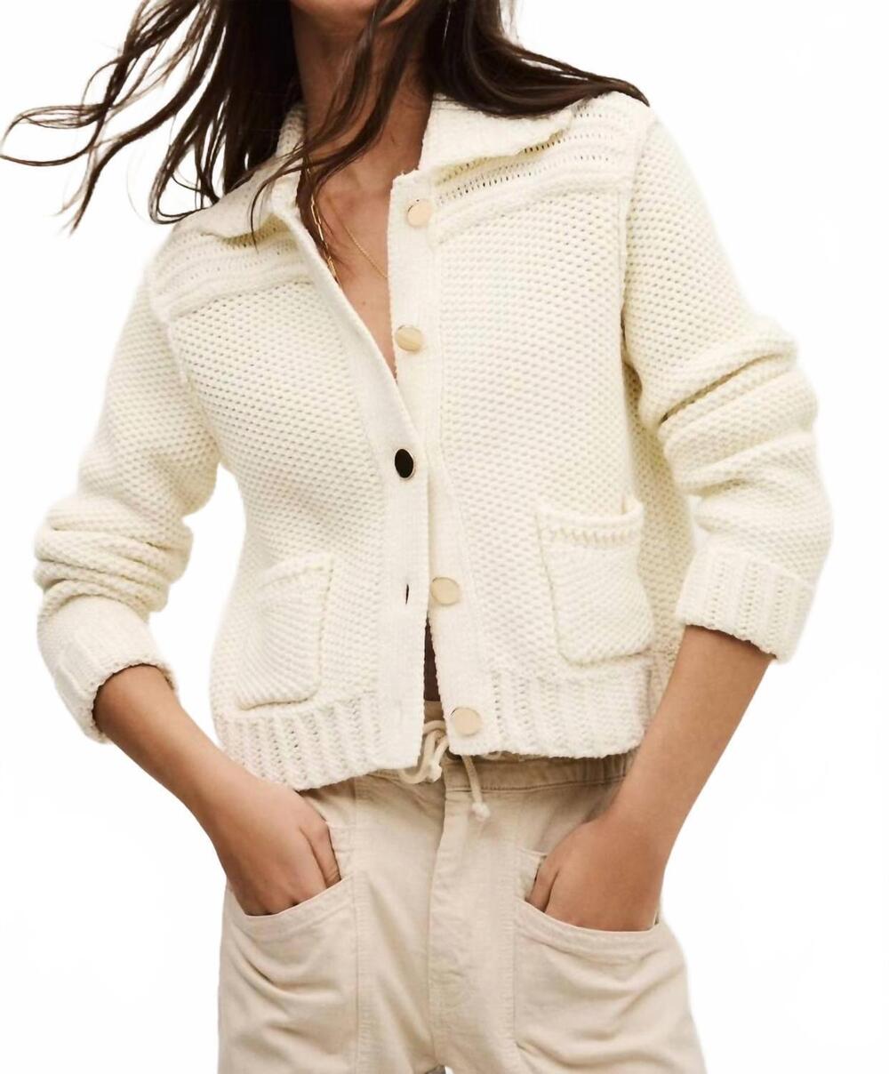 NEW BA&SH federica waffle knit cardigan in ecru